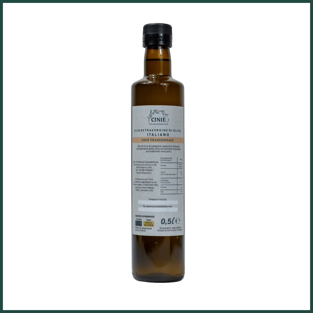 Olio di Oliva Ciniè Tradizionale | Bottiglie in vetro da 0.5L