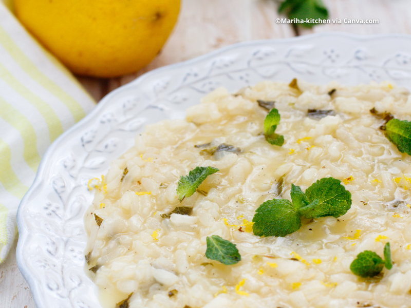 Risotto olio extravergine di oliva, limone e timo